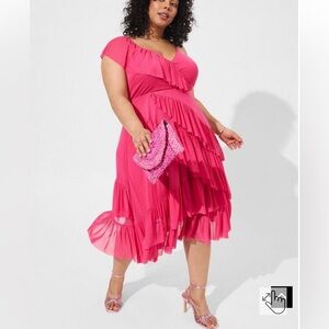 TORRID Elegant Pink Ruffle Dress (NWOT)